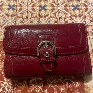 Coach red leather wallet